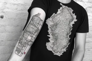 German shepherd and a map of Spain tattoo idea