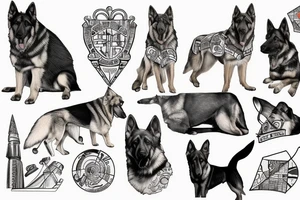 German shepherd and a map of Spain tattoo idea