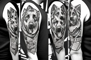 German shepherd and a map of Spain tattoo idea