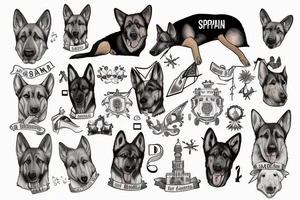 German shepherd and a map of Spain tattoo idea