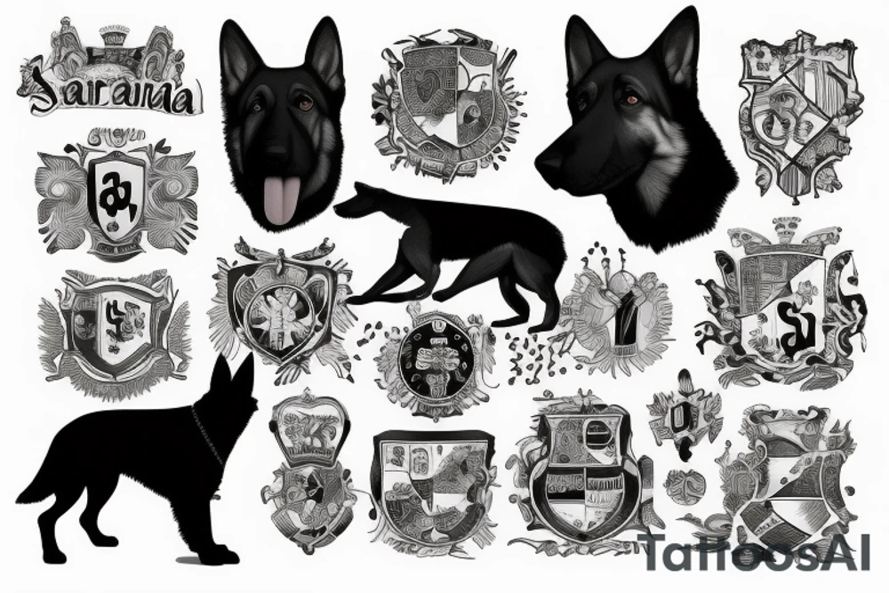 German shepherd and a map of Spain tattoo idea