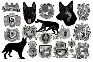 German shepherd and a map of Spain tattoo idea