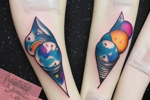 Galaxy hourglass with space and planets leaking out tattoo idea
