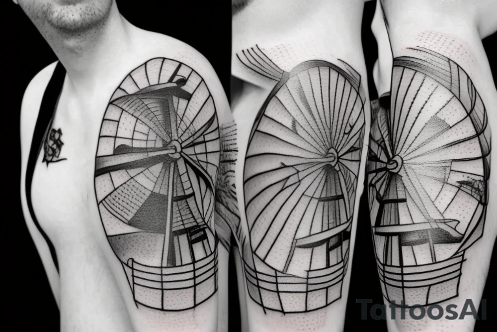 burning windmill tattoo idea