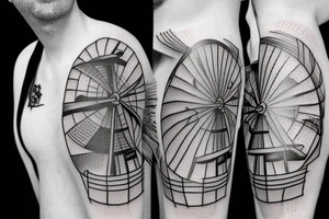 burning windmill tattoo idea