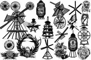 burning windmill tattoo idea