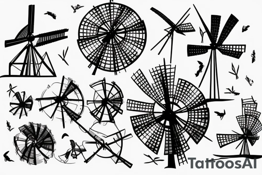 burning windmill tattoo idea