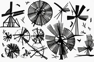 burning windmill tattoo idea