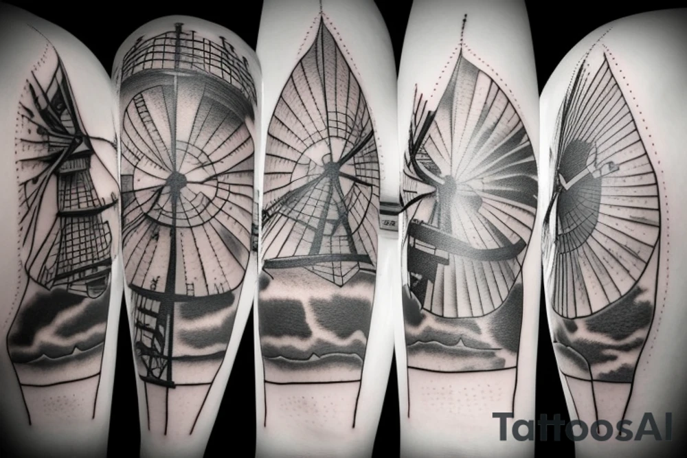 burning windmill tattoo idea