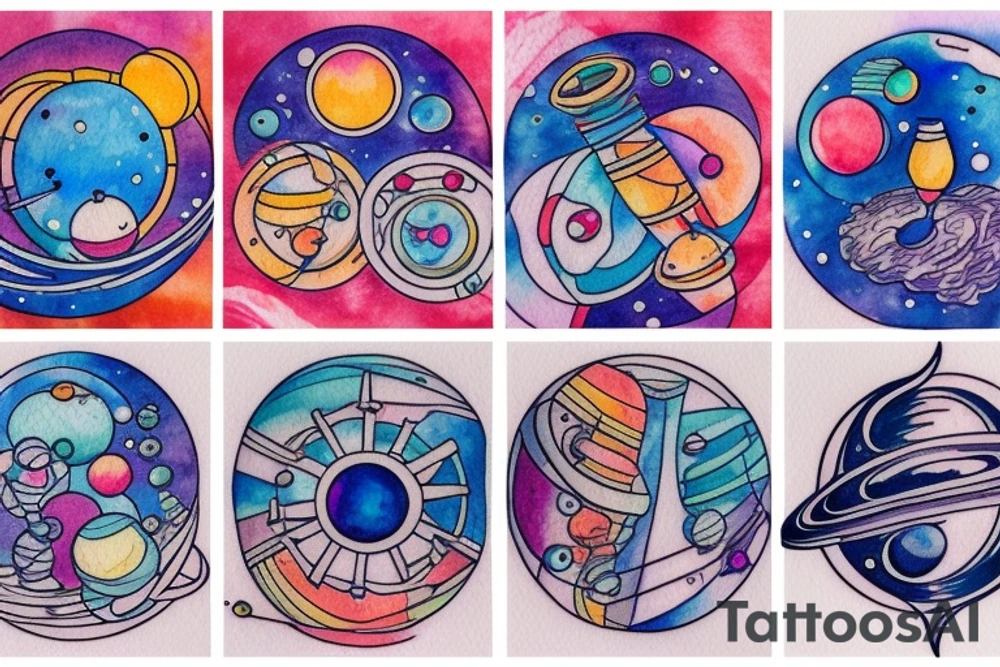 hourglass with space and planets leaking out tattoo idea