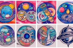 hourglass with space and planets leaking out tattoo idea