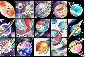 hourglass with space and planets leaking out tattoo idea
