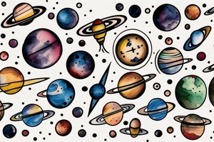 hourglass with space and planets leaking out tattoo idea