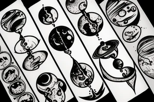 hourglass with space and planets leaking out tattoo idea