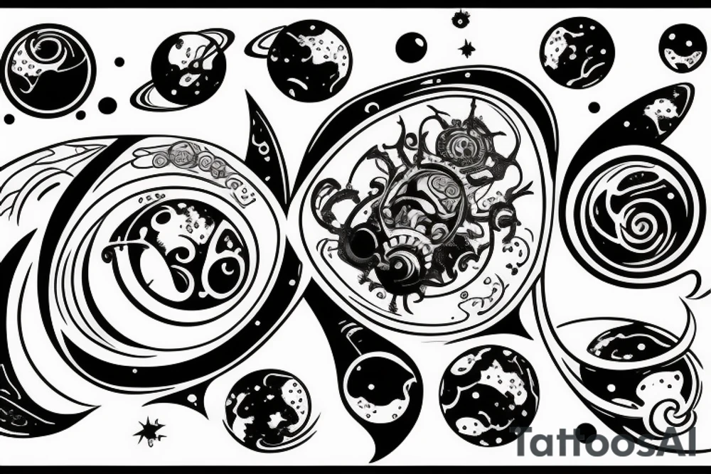 hourglass with space and planets leaking out tattoo idea