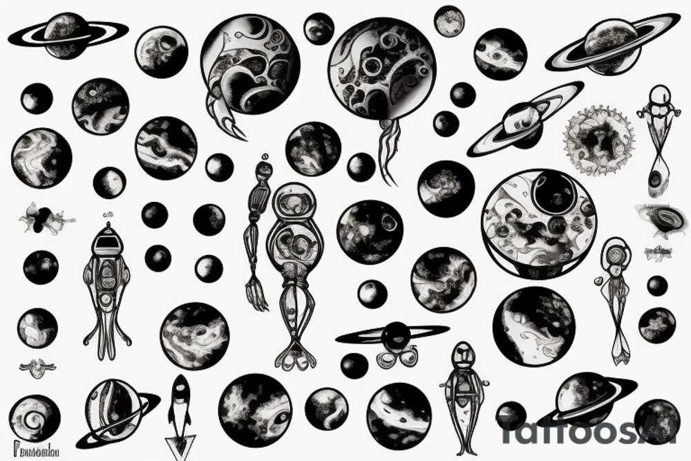 hourglass with space and planets leaking out tattoo idea