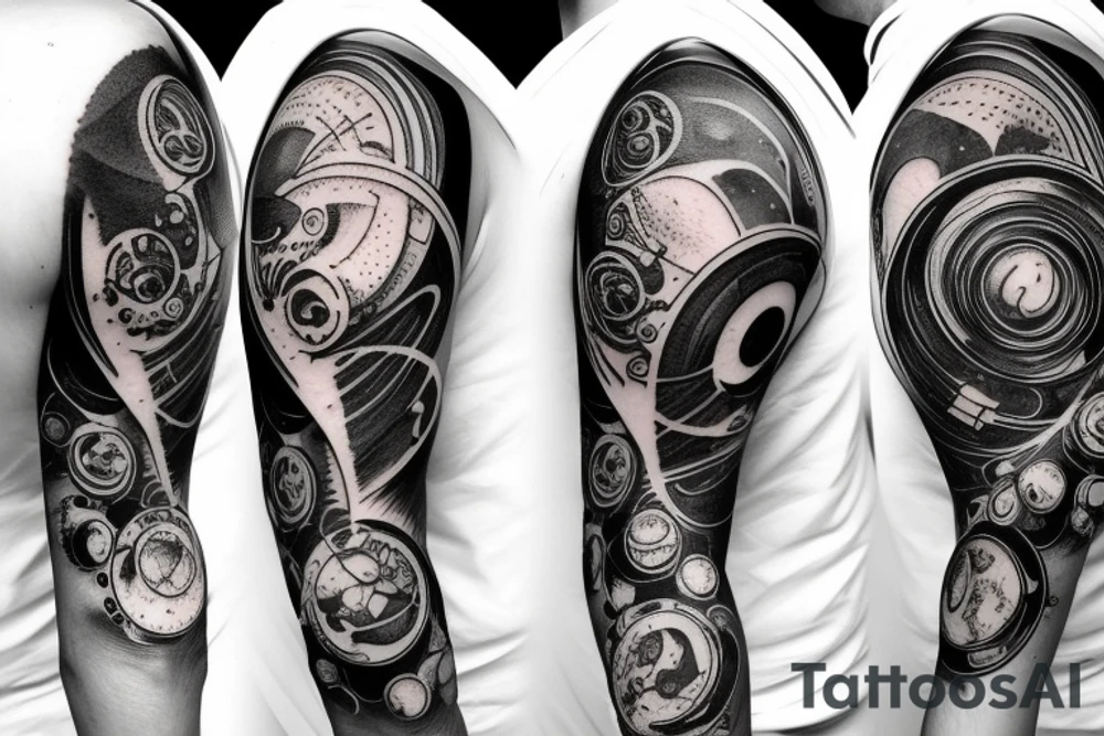 hourglass with space and planets leaking out tattoo idea