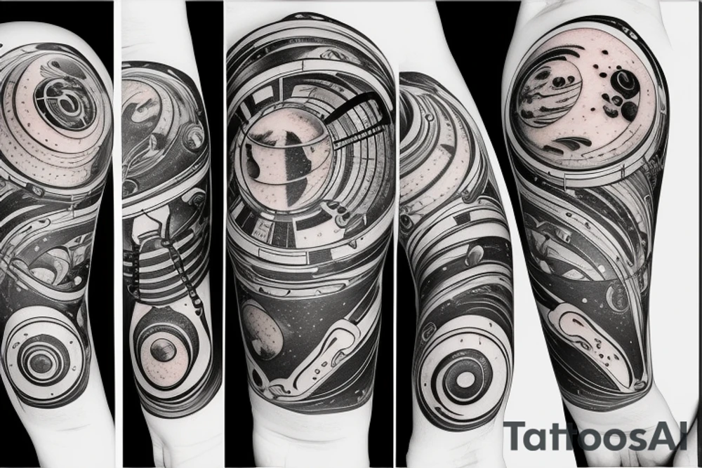 hourglass with space and planets leaking out tattoo idea