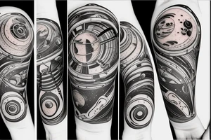 hourglass with space and planets leaking out tattoo idea