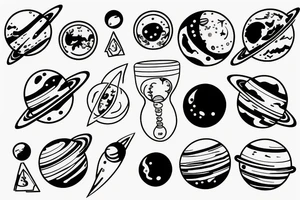 hourglass with space and planets leaking out tattoo idea