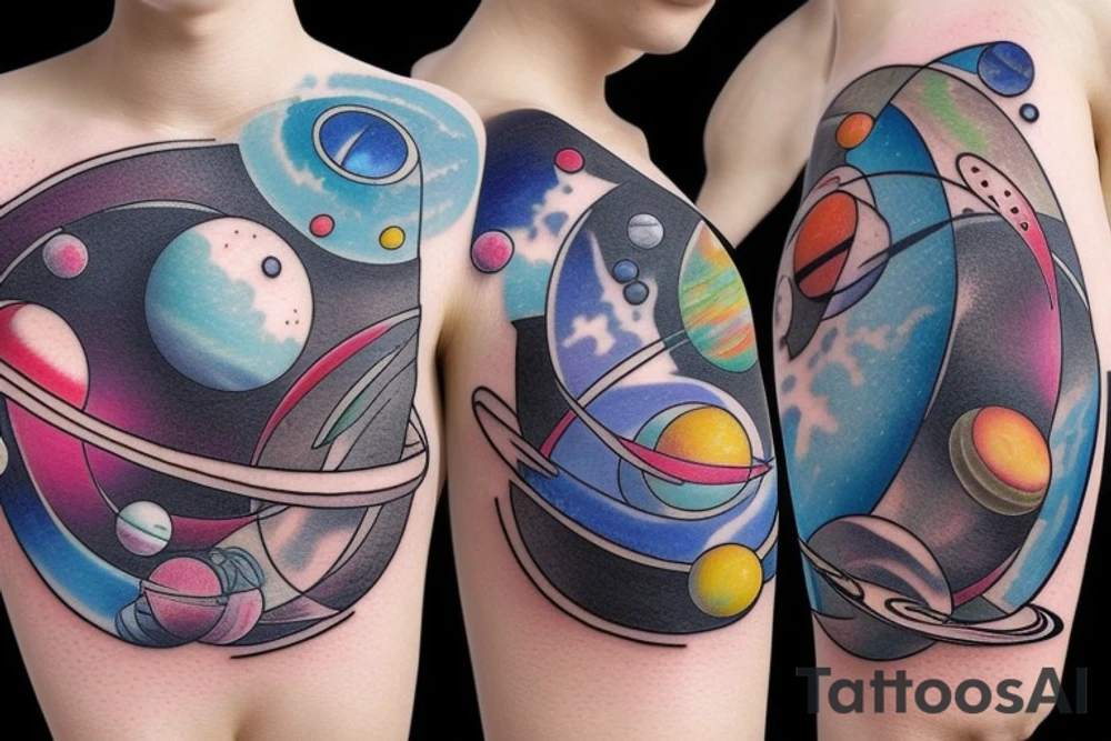 hourglass with space and planets leaking out tattoo idea