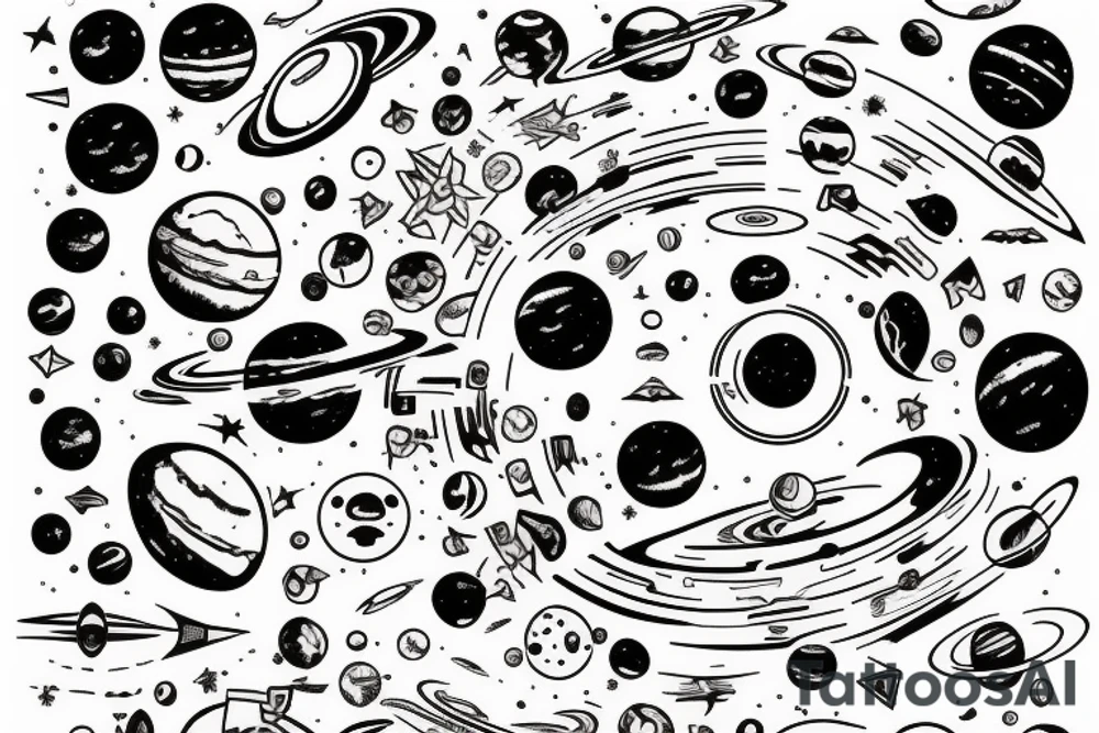 hourglass with space and planets leaking out tattoo idea