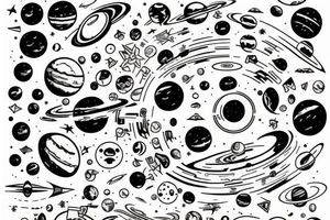 hourglass with space and planets leaking out tattoo idea