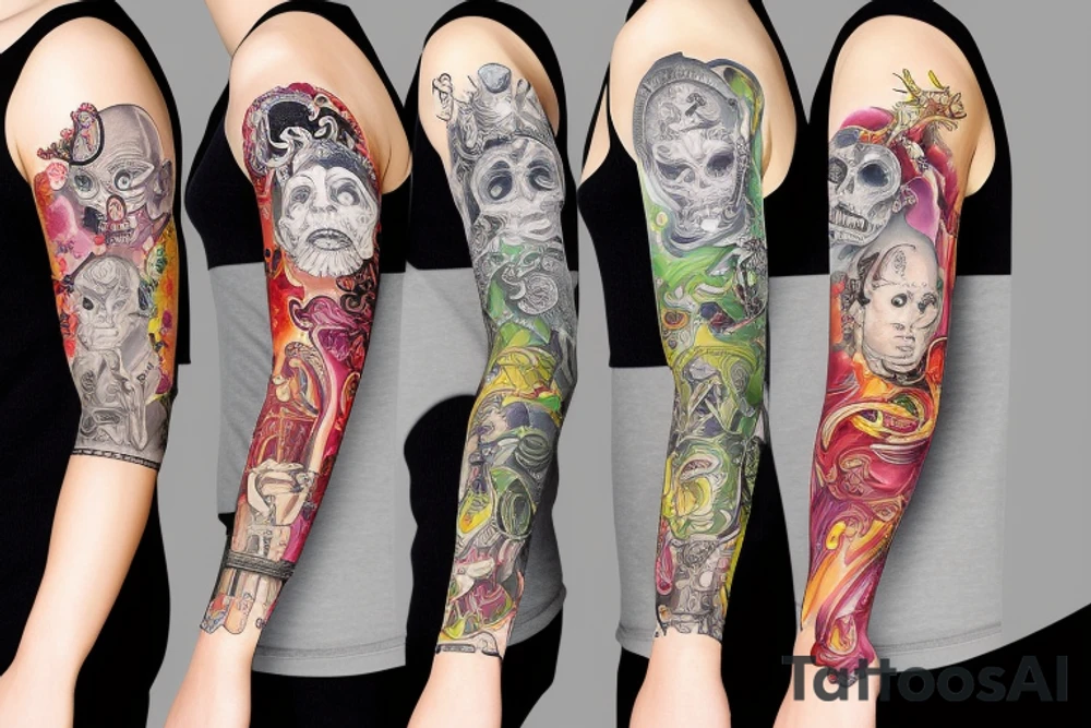 Love surpassing death sleeve tattoo idea