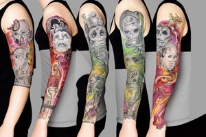 Love surpassing death sleeve tattoo idea