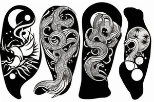 two tatooes. The first is the sun the second is the moon tattoo idea