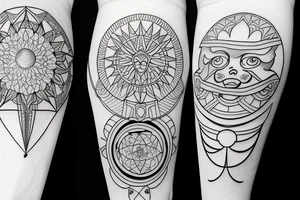 two tatooes. The first is the sun the second is the moon tattoo idea