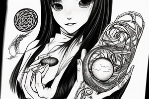 Tomie holding behelit inside the spiral tattoo idea
