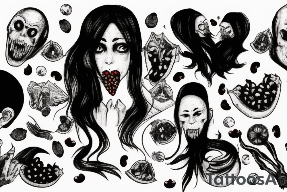 Vampire eating pomegranate tattoo idea