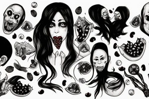 Vampire eating pomegranate tattoo idea