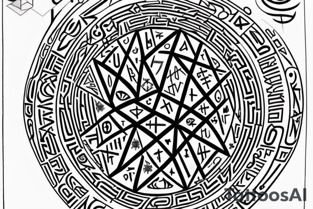 Wind rose in white, black, pink and blue, each name written in Runic/Futhark, Russian and Spanish on each of the eight needles with my name in the center (my name in Futhark and Russian) (26 names in total) tattoo idea