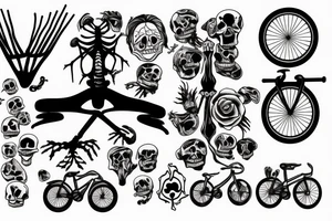 bicycle sprocket in the arms of a skeleton tattoo idea