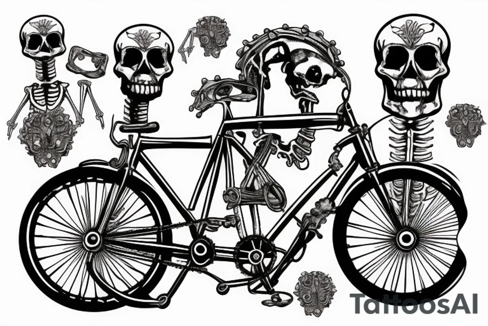 bicycle sprocket in the arms of a skeleton tattoo idea