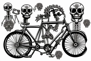 bicycle sprocket in the arms of a skeleton tattoo idea