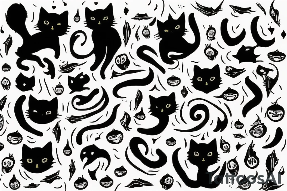 Black cat dance tattoo idea