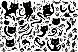 Black cat dance tattoo idea