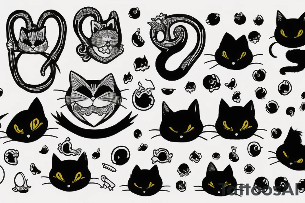Black cat dance tattoo idea