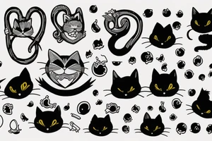 Black cat dance tattoo idea