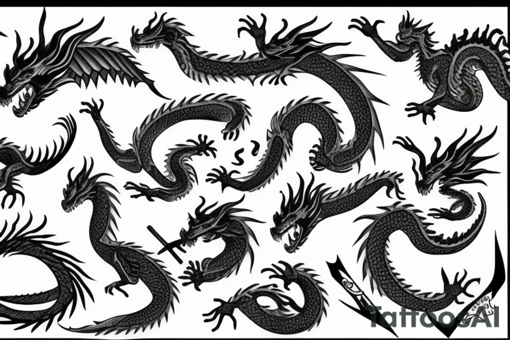 Dragon, fire, tattoo idea
