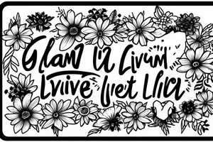 A hand reaching out into a bright, sunny sky, surrounded by flowers. The quote "I am alive, I live, I breathe" under tattoo idea