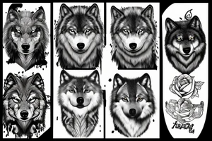 Two black and white wolves standing on scales tattoo idea