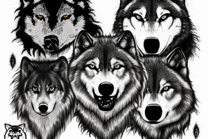 Two black and white wolves standing on scales tattoo idea