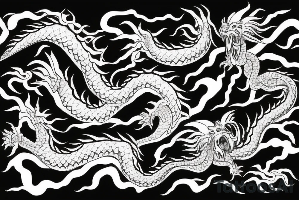 Japanese dragon with knife tattoo idea