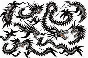 Japanese dragon with knife in his mouth tattoo idea