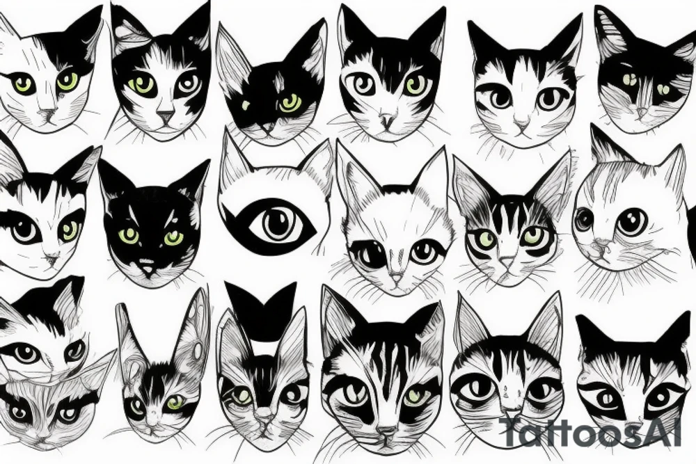 cat eye, sleeve tattoo idea