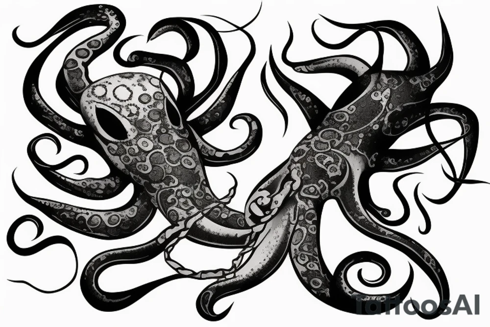 big squid on the back tattoo idea